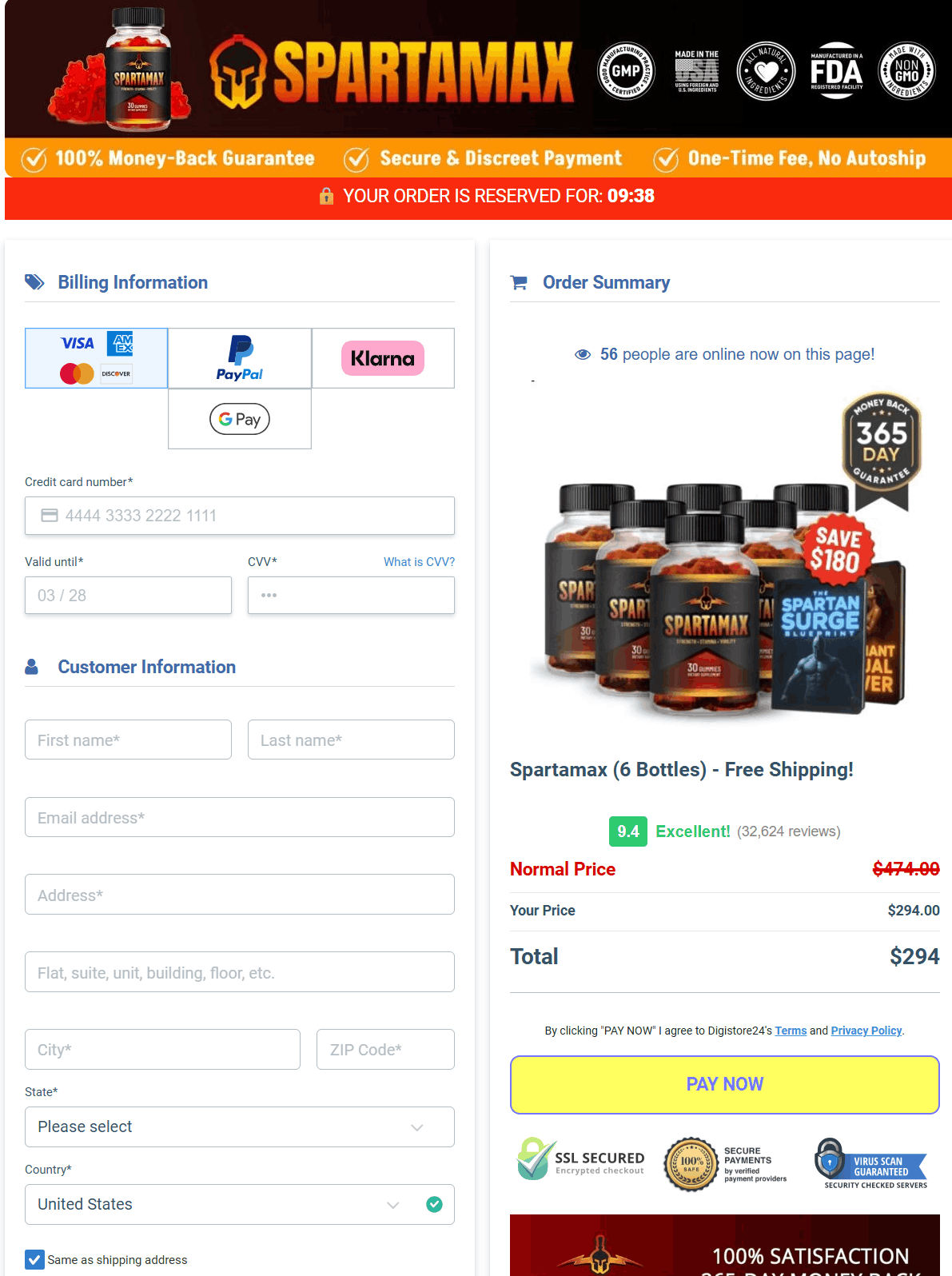 Spartamax-secure checkout page